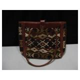 Large Wool w/ Leather Trim Purse - India