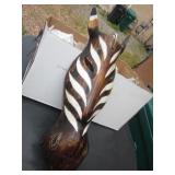 Hand Carved Wood Decor Zebra Mask 18.5"