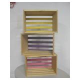 Lot of 3  Painted Wood Crates 13" X 19"