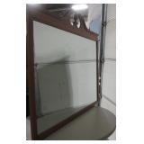 Vtg Wood Framed Wall Mirror w/ Finial 50" x 37"