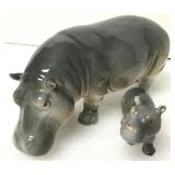 Goebel West Germany Porcelain Momma & Baby Hippo