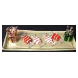 Hand Crafted Glass Candies Small Bottles & Tray