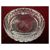 Vtg Heavy Lead Cut Crystal Glass Ashtray 7"