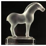 Lalique Tang Horse Frosted Crystal Paperweight