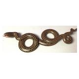 Santa Fe Folk Art Black & Orange Wood Snake Signed Santa Fe Folk Art Black & Orange Wood Snake Signed