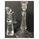 Pressed Glass Candlestick & Angel