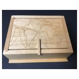 Levenger Laser Engraved World Map Wood Box