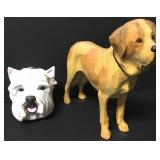 Carved Wood Dog & Porcelain Stirrup Cup Carved Wood Dog & Porcelain Stirrup Cup