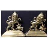 Vintage Brass Lion Book Ends 6"