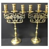 2 Antique Brass Lion Of Judah Candle Holders