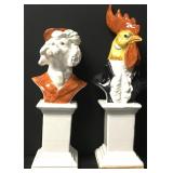 Rare Royal Mayolica Italian Animal Busts Signed