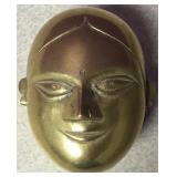 Vintage 4" Solid Brass Face Trinket Box Vintage 4" Solid Brass Face Trinket Box