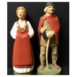 Lot Of 2 Henning Hand Carved Viking Couple 7"