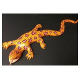Santa Fe Folk Art Orange & Pink Lizard Signed Santa Fe Folk Art Orange & Pink Lizard Signed
