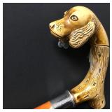 Vintage Dog Head Walking Cane 42" #1