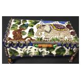 Rare Native Debora Clare Art Glass Footed Box Rare Native Debora Clare Art Glass Footed Box