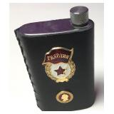 VTG Russian Steel Vodka Flask Enamel Leather Bound VTG Russian Steel Vodka Flask Enamel Leather Bound