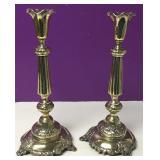 Antique French Silver Plate Rococo Candle Sticks