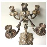 Antique Silver Baroque Four Arm Candelabra