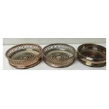(3) Antique Silver Plated Wine Coasters (3) Antique Silver Plated Wine Coasters