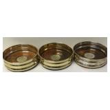 (3) Antique Silver Plated Wine Coasters (3) Antique Silver Plated Wine Coasters
