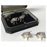 Set Of 6 Antique Pig Place Card Holders