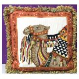 Custom Needlepoint Indian Camel Down Pillow