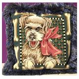 Custom Needlepoint "The Happy Dog" Down Pillow