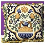 Custom Needlepoint Art Nouveau Down Pillow