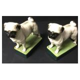 Vtg Takahashi Japan Porcelain Pug Dogs Book Ends