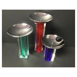 Modern Signed Glass Candle Holders