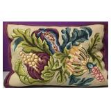 Custom Needlepoint Fruit Garden Down Pillow Custom Needlepoint Fruit Garden Down Pillow