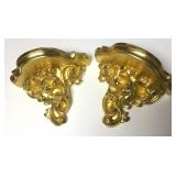 Hand Carved Italian Rococo Gold Gilt Wood Corbels