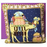 Large Custom Needlepoint Arabian Camel Down Pillow