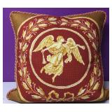 Custom Needlepoint Trumpeting Angel Down Pillow Custom Needlepoint Trumpeting Angel Down Pillow
