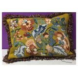 Custom Needlepoint Art Nouveau Floral Down Pillow