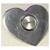 Vtg Small Nambe Studio Heart Shape Desk Clock Vtg Small Nambe Studio Heart Shape Desk Clock