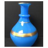 19th Century Opaline Glass Gold Gilt Decanter 7"