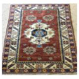 1980s Woven Wool Afghan Kazak Rug