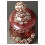 Bohemian Czech Ruby Cut To Clear Candy Dish