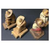 Lot Of 4 Mexican Folk Art Sombrero Figure Bookends Lot Of 4 Mexican Folk Art Sombrero Figure Bookends