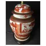 Antique Chinese Iron Red Painted Ginger Lamp Antique Chinese Iron Red Painted Ginger Lamp