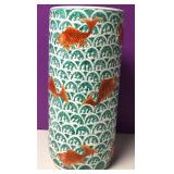 Vtg Chinese Porcelain Gold Fish Umbrella Stand Vtg Chinese Porcelain Gold Fish Umbrella Stand