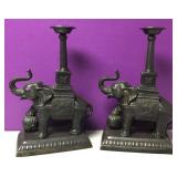 Vintage Bronze Circus Elephant Candle Stands 18"