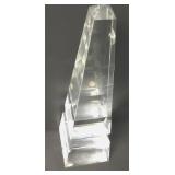 Crystal Glass Obelisk Chipped 10" Tall