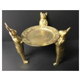 Vintage Solid Brass Butler Animals Trinket Tray 8"