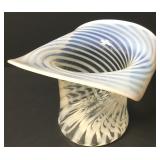 Large Fenton Opalescent Spiral Glass Top Hat Vase Large Fenton Opalescent Spiral Glass Top Hat Vase
