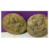 Antique Brass Embossed Art Nouveau Pendants Antique Brass Embossed Art Nouveau Pendants