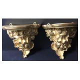 Hand Carved Italian Rococo Gold Gilt Wood Corbels