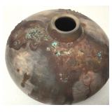 Vintage Raku Pottery Copper Glazed Seed Pot Vintage Raku Pottery Copper Glazed Seed Pot